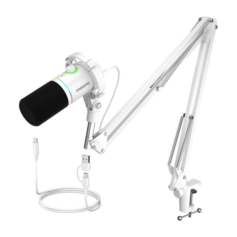 Micrófono Maono PD200XS USB XLR cardioide con iluminación RGB y control táctil