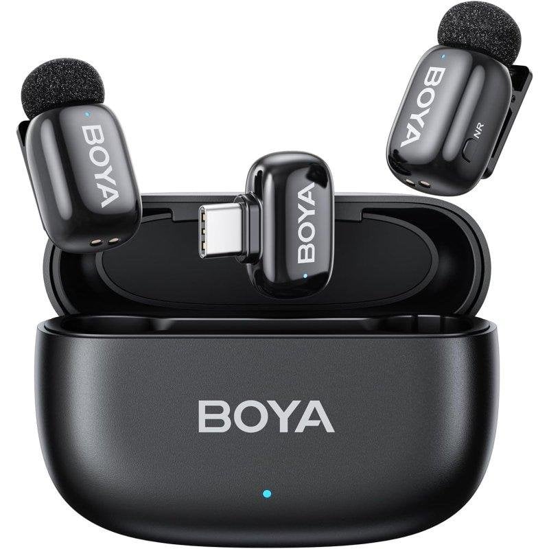 Micrófono BOYA Mini 2 inalámbrico USB-C omnidireccional con cancelación de ruido AI