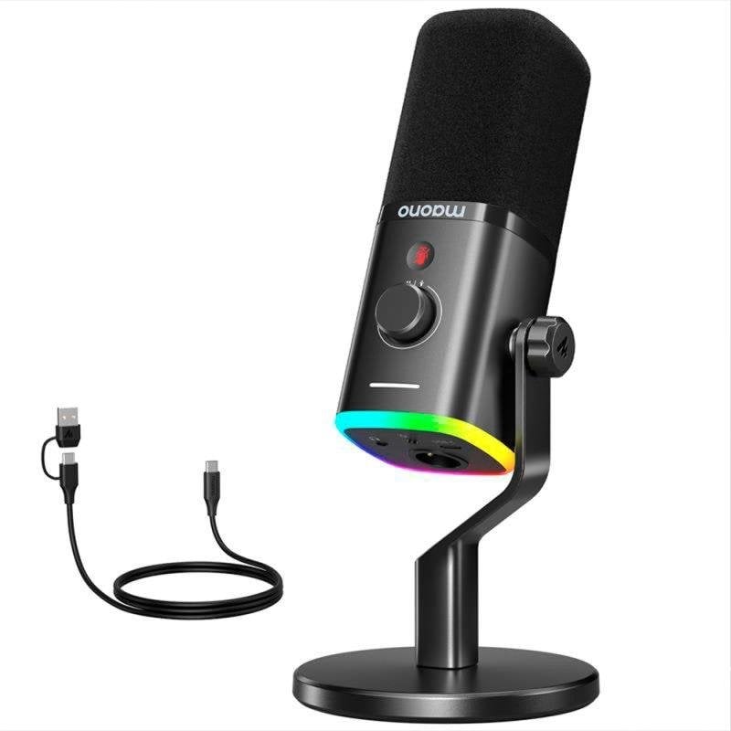 Micrófono Maono PD100X USB/XLR cardioide con iluminación RGB personalizable