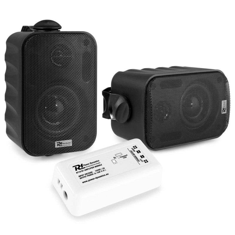 Power Dynamics Lautsprecherset 30W RMS BGO30 Bluetooth BT10 Verstärker IPX5-beständig