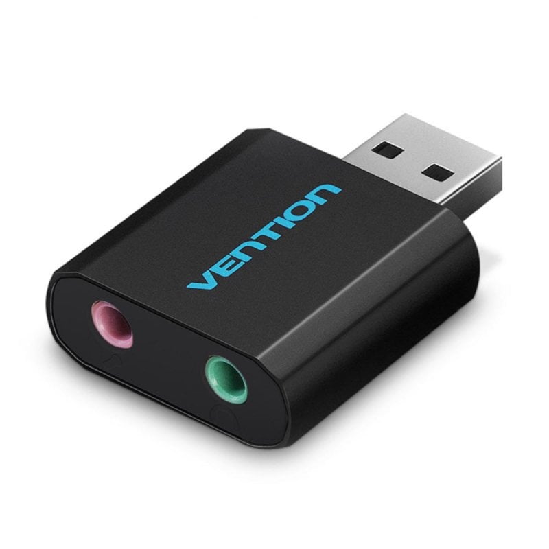 Placa de som Vention VAB-S17-B USB 2.1 canais 16 bit redução de ruído preta