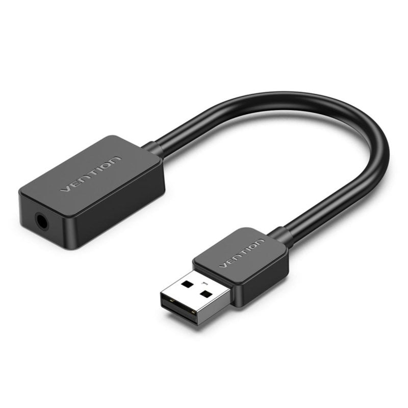 Placa de som Vention CDZB0 USB macho 16 Bit 1x jack 3.5mm 0.15m preta