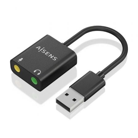 Tarjeta de Sonido AISENS A106-0769 USB-A Conversor a 2xJack 3.5mm 24bit 100dB Negra