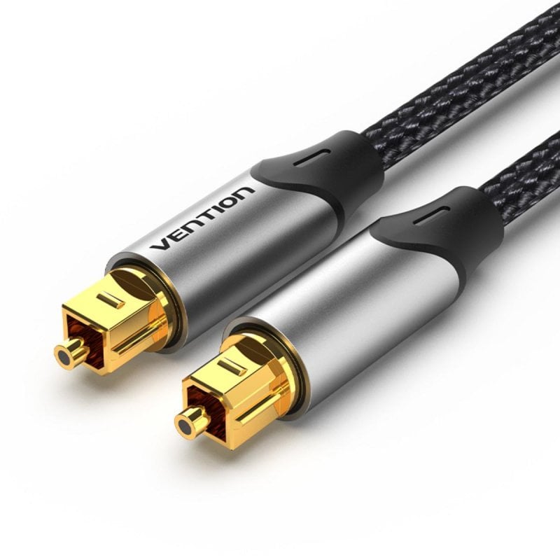 Cable de Audio óptico Vention BAVHH 2m Gris Fibra óptica Toslink Macho Nylon Aluminio