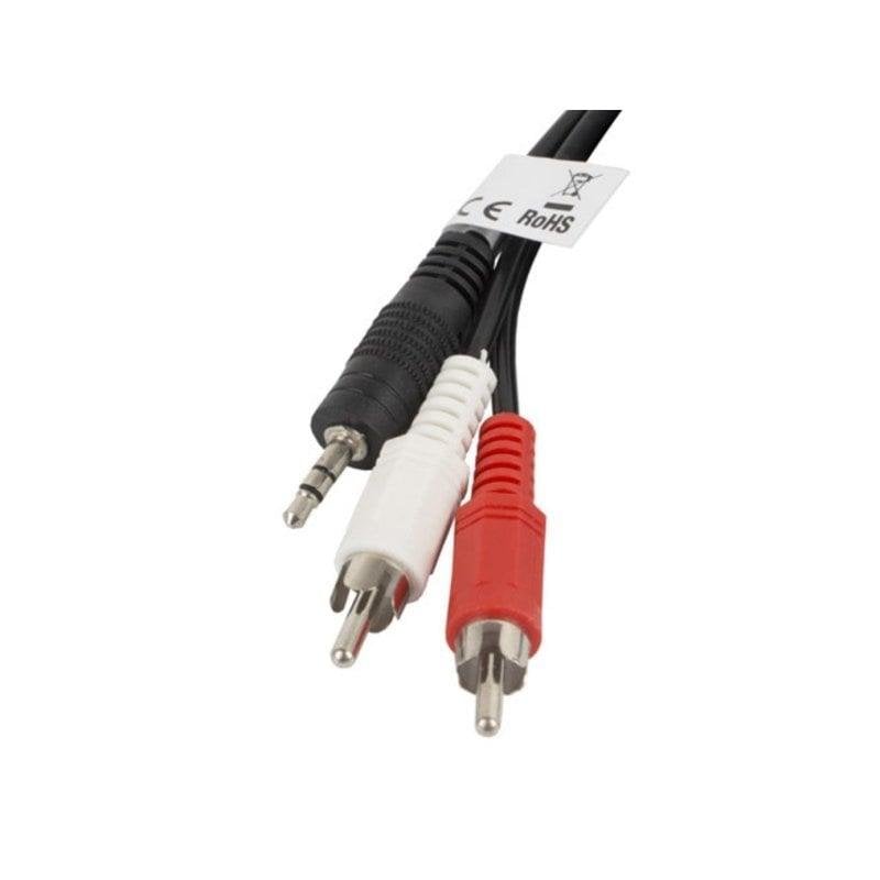 Lanberg CA-MJRC-10CC-0020-BK cable 3.5 mm male jack to male RCA 2 m black red white