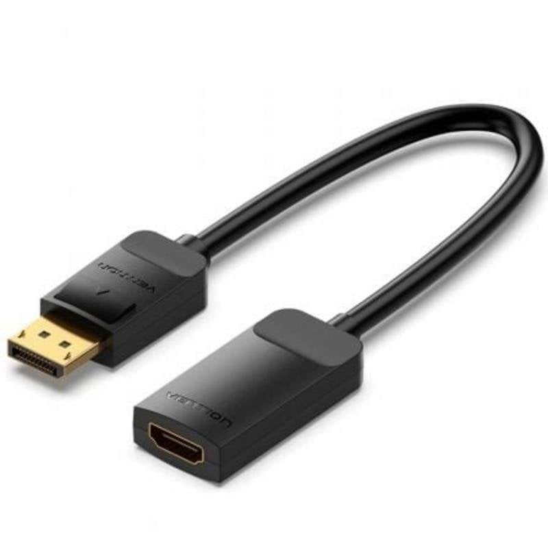 Cable Conversor Vention HBZBB DisplayPort-HDMI 4K 60Hz 15cm Negro Chapado Oro