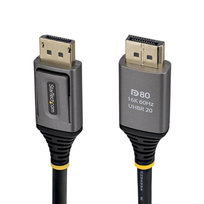 StarTech DisplayPort 2.1 Cable, 2 m, Male to Male, 80 Gbit/s, 16K