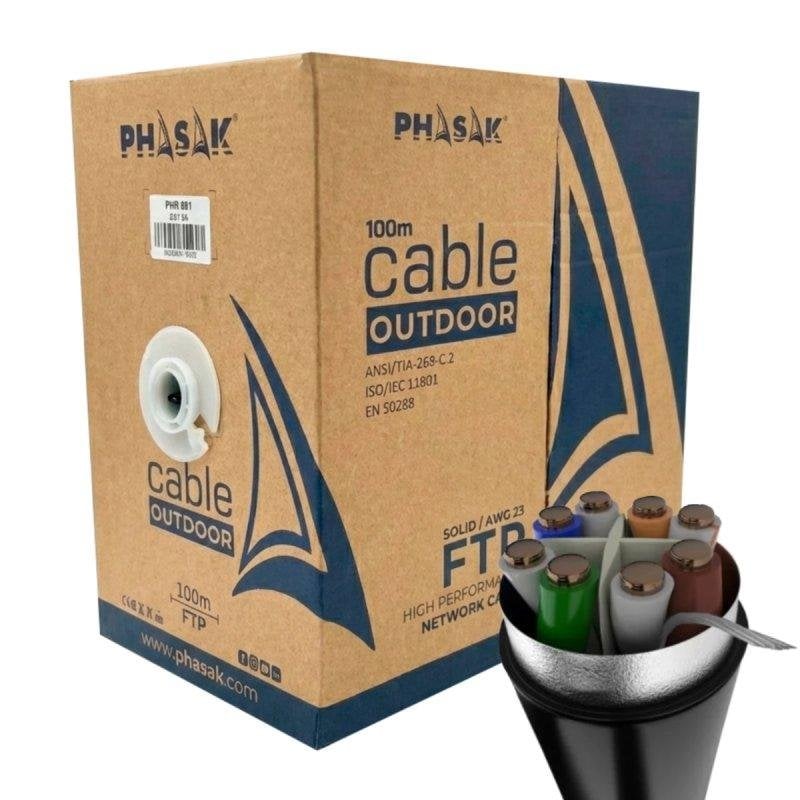 Câble réseau Phasak PHR 681 Cat 6A FTP 100 m extérieur AWG23 CCA