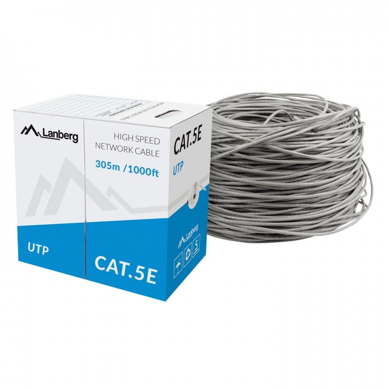 Lanberg RJ45 Cat.5E UTP Solid CCA Network Cable Reel 305m Grey