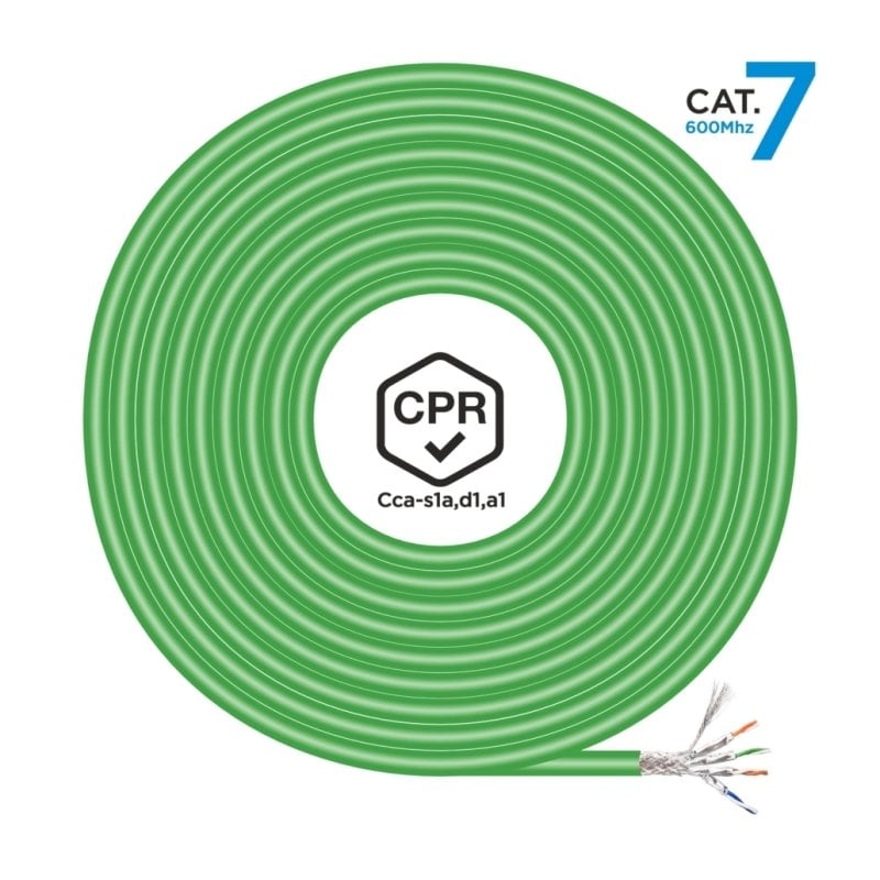 Aisens A146-0667 Bobina de cabo de rede RJ45 Cat.7 S/FTP AWG23 LSZH CPR CCA 305m verde