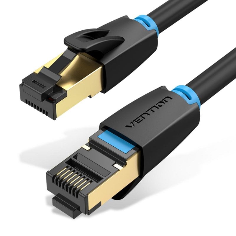 Cable Ethernet Vention IKABN Cat8 15m S/FTP 40Gbps 2000MHz Conectores RJ45 Oro Negro