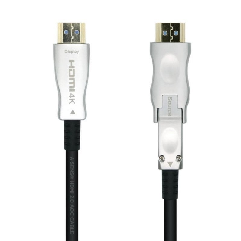Cable HDMI AISENS A148-0510 2.0 AOC 15m Desmontable 4K@60Hz Fibra Óptica Cobre Negro