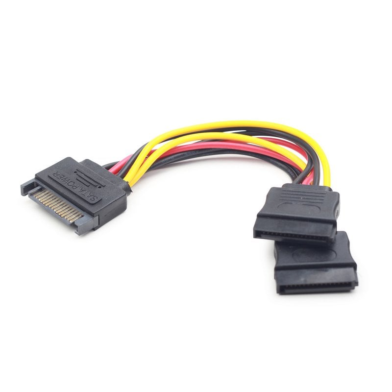 Gembird flaches SATA-Stromkabel Stecker/2x Buchse 15cm