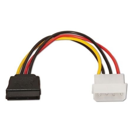 AISENS A131-0158 SATA-Stromkabel, 16cm, 100% Kupfer, Molex 4-polig auf SATA 15-polig Buchse