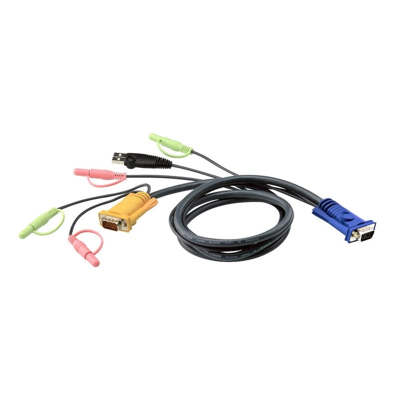 Cabo KVM USB ATEN com áudio SPHD 3 em 1 VGA preto de 1,8 m