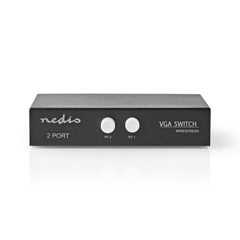 Conmutador de vídeo Nedis CSWI5902BK VGA 2 Puertos Metal Negro