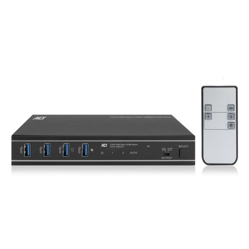 Commutateur KVM ACT AC7922 USB-C/HDMI 4K à 60 Hz à 2 ports