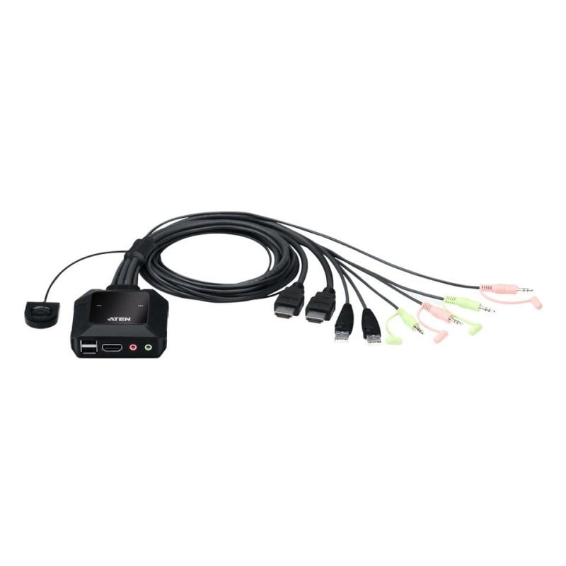 Aten Comutador KVM USB 4K HDMI de 2 portas com seletor remoto