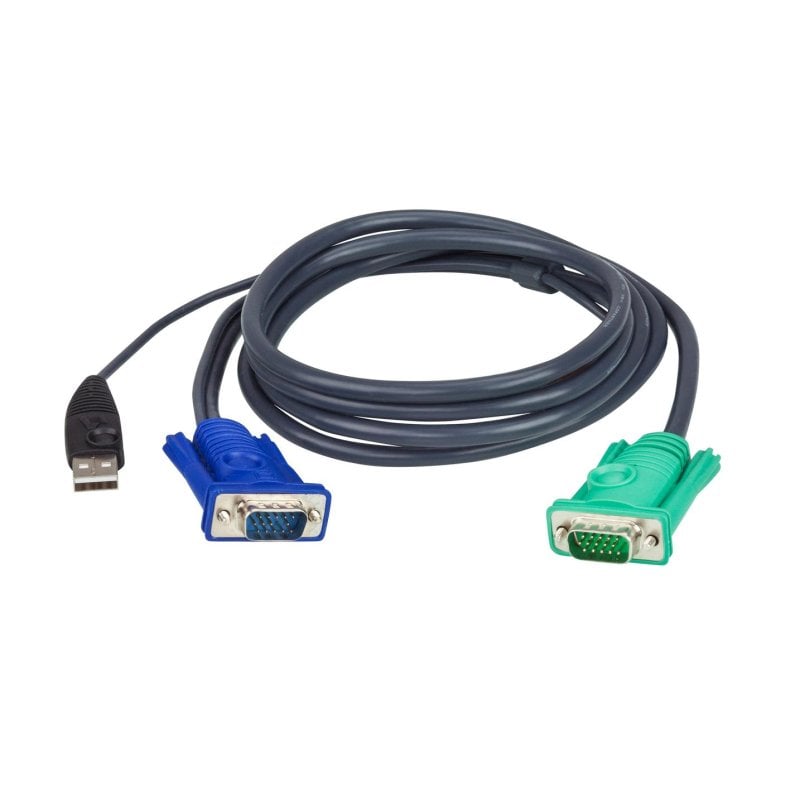 Cable KVM USB ATEN 3 en 1 SPHD 1,2 m VGA HD-15 USB A Negro