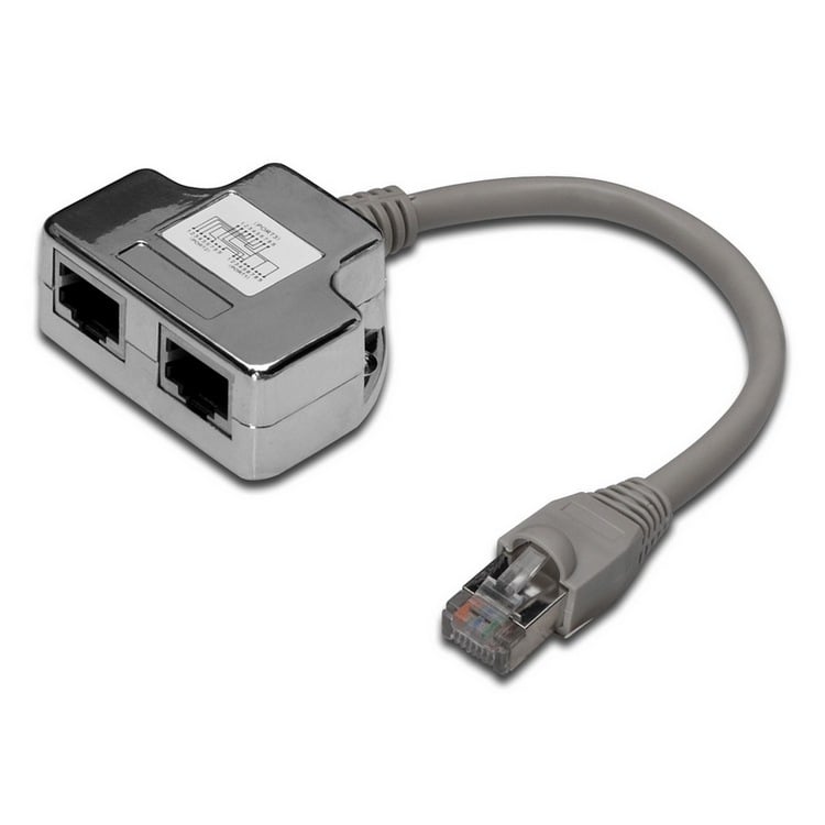 Cat5e RJ45 male to 2x RJ45 female network connector splitter