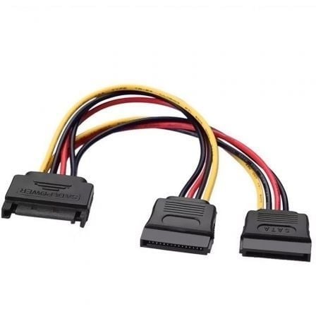 AISENS A131-0353 SATA-Stecker auf 2x Buchse, 15-poliges Kabel, 0,2m, schwarz, bis 54W