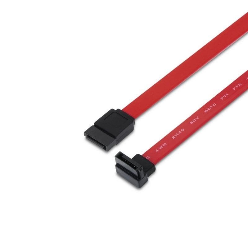 Cable SATA AISENS A130-0155 0,5m SATA III 6Gbps Rojo y Negro Conector Acodado Macho/Macho