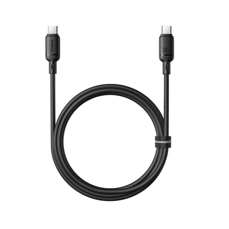 Cabo Baseus Silky Series Fast Charging 100W 2m USB-C para USB-C silicone preto