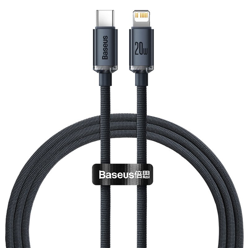 Câble Baseus Type-C vers Lightning pour charge rapide et transfert de données, 20W, noir