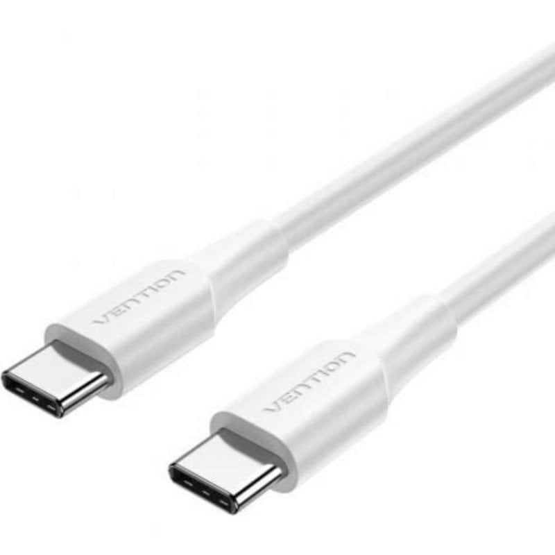 Cable USB 2.0 Tipo-C Vention TRCWF 1m 3A 60W 480Mbps Blanco Conectores Niquelados