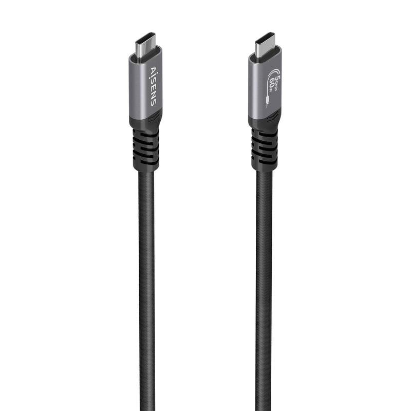 Cable Aisens USB-C a USB-C 10 metros 60W 5Gbps 4K@60Hz Negro