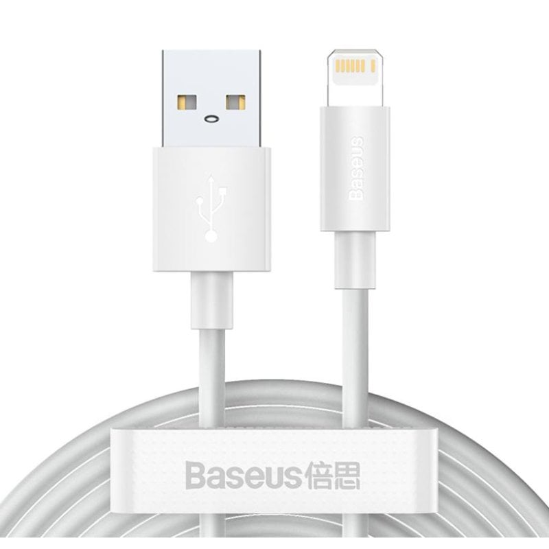 Cavo USB a Lightning Baseus Simple Wisdom 1,5 m 2,4A bianco, 2 unità