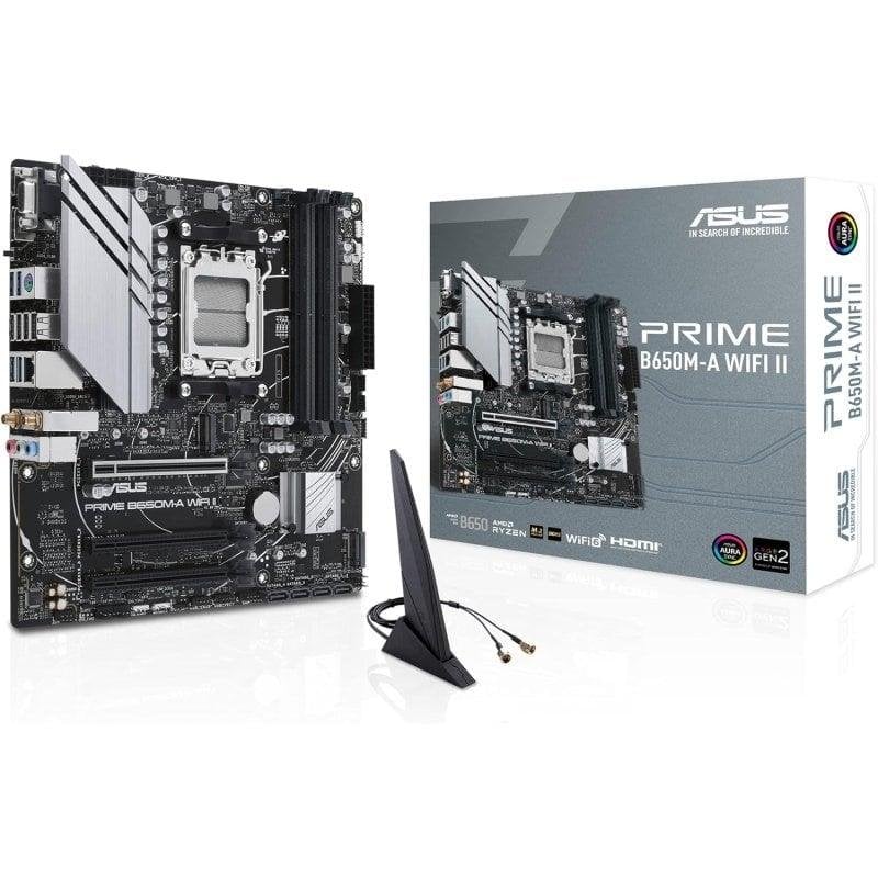 Placa Base ASUS PRIME B650M-A WIFI II B650 AM5 DDR5 micro ATX WiFi 6 2.5GbE Aura Sync RGB
