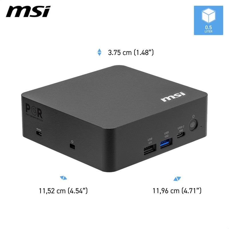 Mini PC MSI Cubi NUC AI+ 3MG-004EU Intel Core Ultra 5 322/16GB/512GB SSD/Intel Graphics/Windows 11 Pro/WiFi 7 Thunderbolt 4