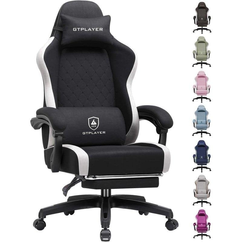 GTPLAYER ergonomic gaming chair with adjustable footrest and breathable fabric