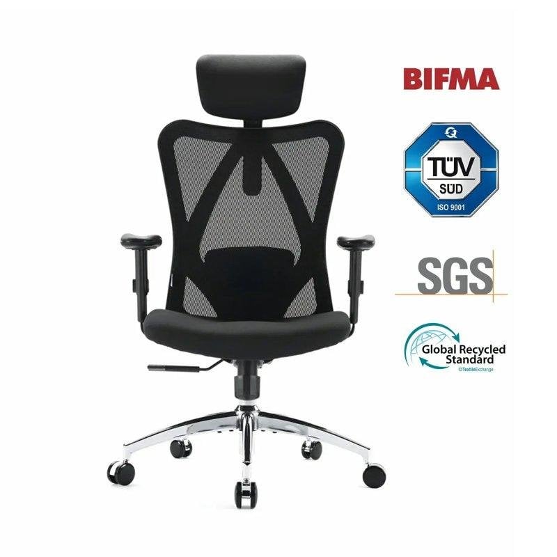 Chaise de bureau ergonomique Sihoo M18, soutien lombaire réglable, maille respirante, noire