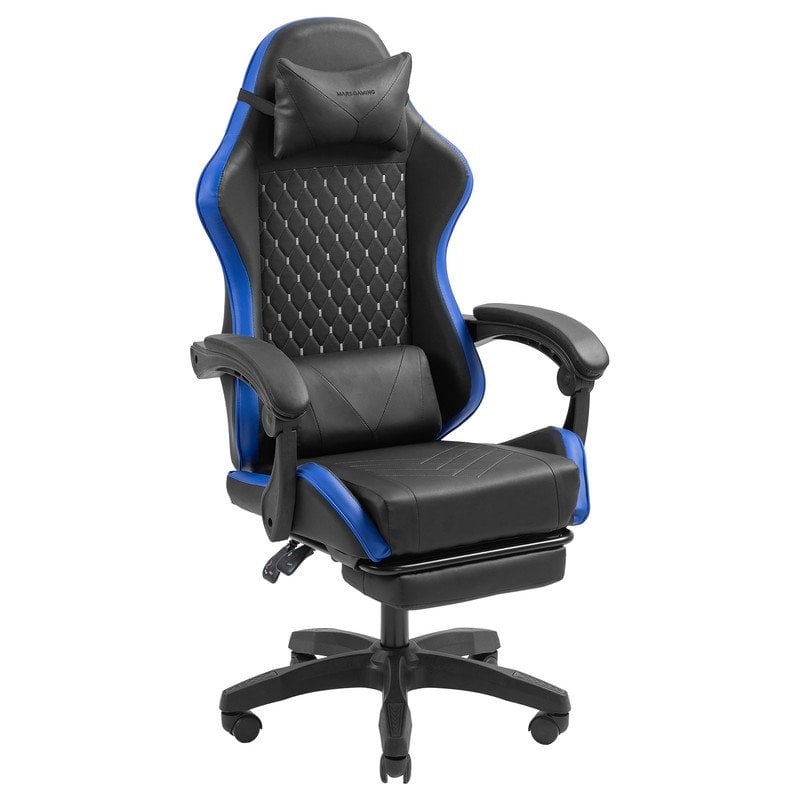 Cadeira gaming Mars Gaming MGC-X racing em pele sintética com apoio para os pés e suporte lombar, 120 kg
