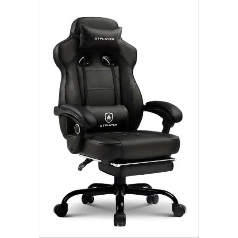 Silla gaming GTPLAYER ergonómica con reposapiés y soporte lumbar para personas grandes