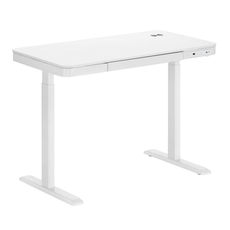 Secretária motorizada Kimex 118 x 60 cm branca com gaveta e carregador sem fios