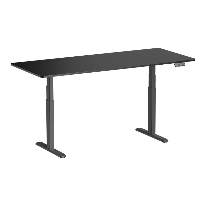 Kimex Escritorio Motorizado Sentado De Pie, 180 X 75 Cm, Tablero Negro Con Bordes Redondeados/base Negra