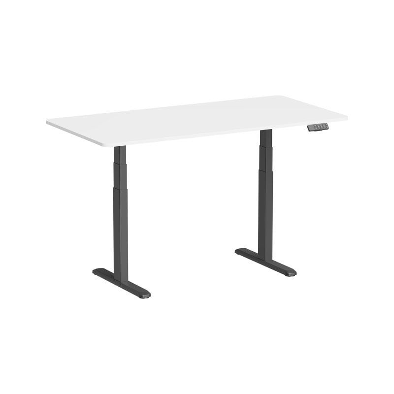 Kimex Motorisierter Sitz-Steh-Schreibtisch, 150 X 75 Cm, weiße Tischplatte mit abgerundeten Kanten/schwarzes Gestell