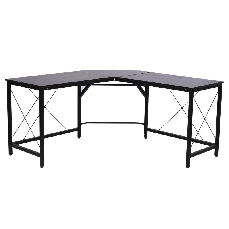 Bureau d’angle en L HomCom avec structure en acier 150x150x76 cm noir