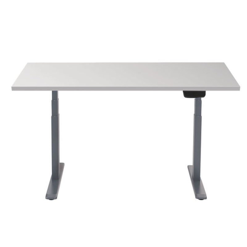 Kimex Bureau assis-debout motorisé 150x75cm, hauteur 62-128cm, plateau blanc / base grise, connecté