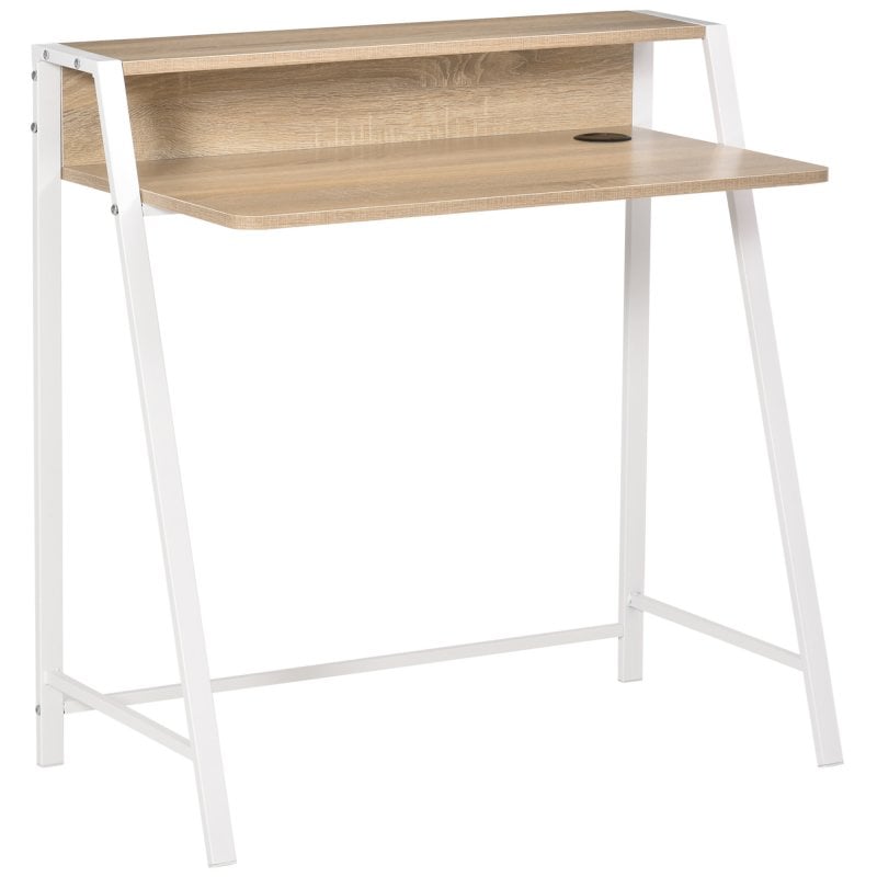 HOMCOM Computertisch mit Tischplatte Eiche/Weiß 84x45x85cm