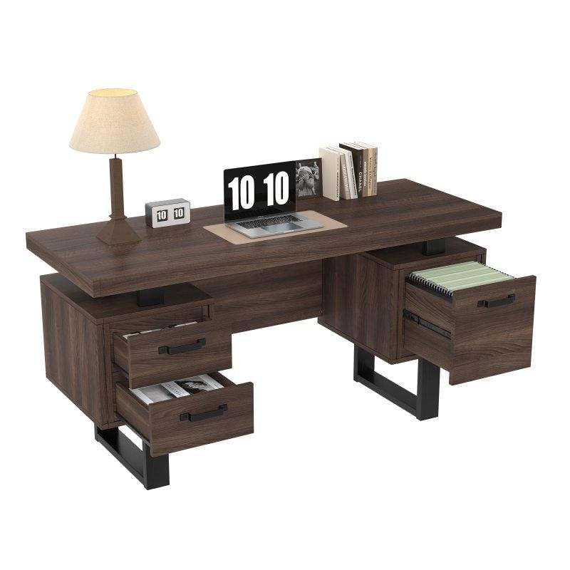 Welltin Büroschreibtisch mit leisen Schubladen, 135x54 cm
