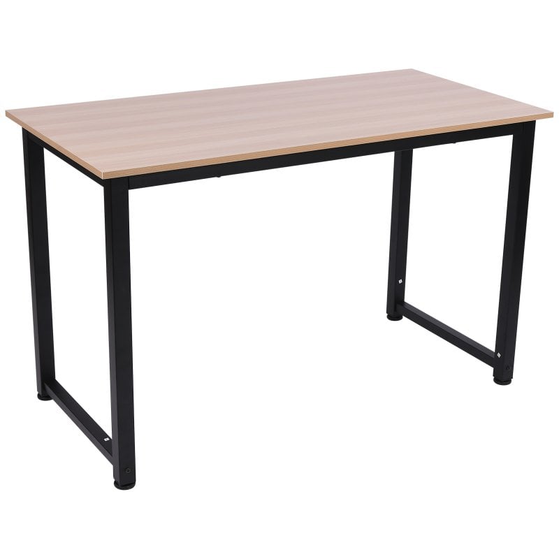 Homcom Bureau informatique 120x60x76cm, pieds réglables, 100kg, chêne et noir