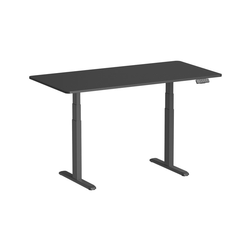 Kimex Bureau assis-debout motorisé, 150 X 75 Cm, plateau aspect carbone à bords arrondis/base noire