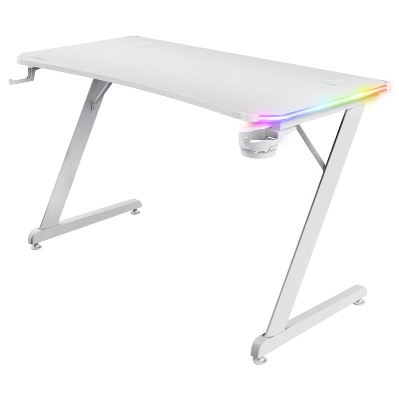 Trust GXT 709W LUMINUS Mesa gaming RGB branca 120x60cm