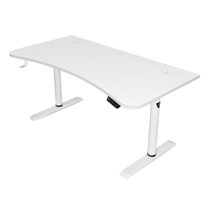 Scrivania gaming Arozzi XXL 160cm in fibra di legno, doppio motore e gestione dei cavi, bianca
