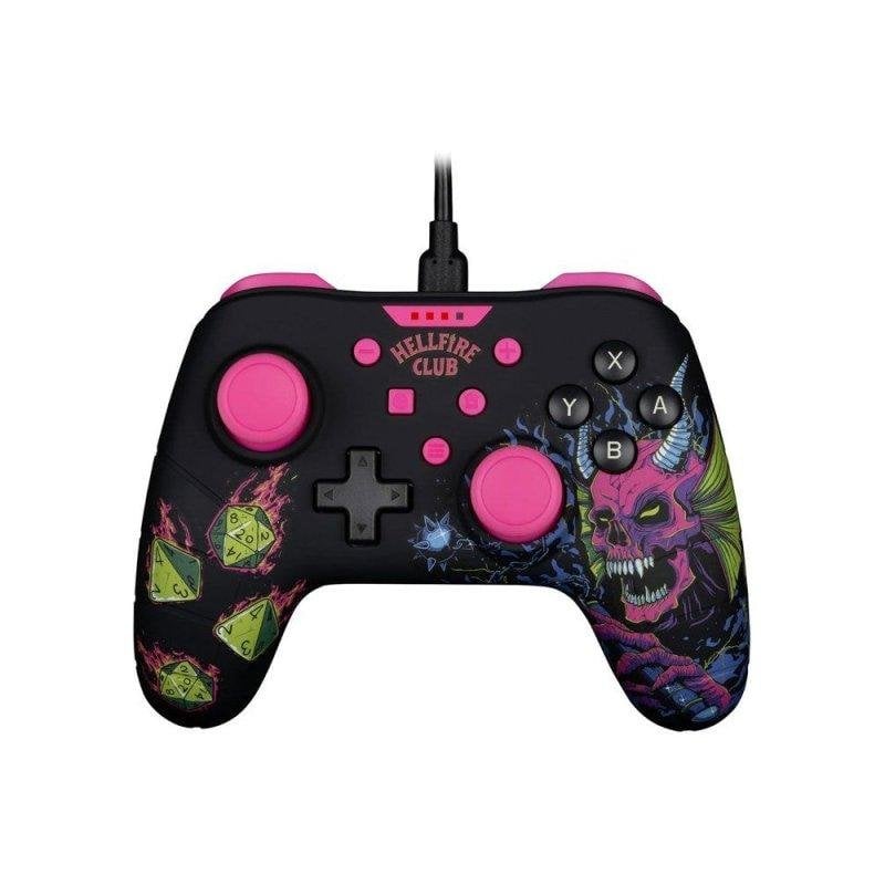 Controller cablato Konix Stranger Things per Nintendo Switch, nero e rosa