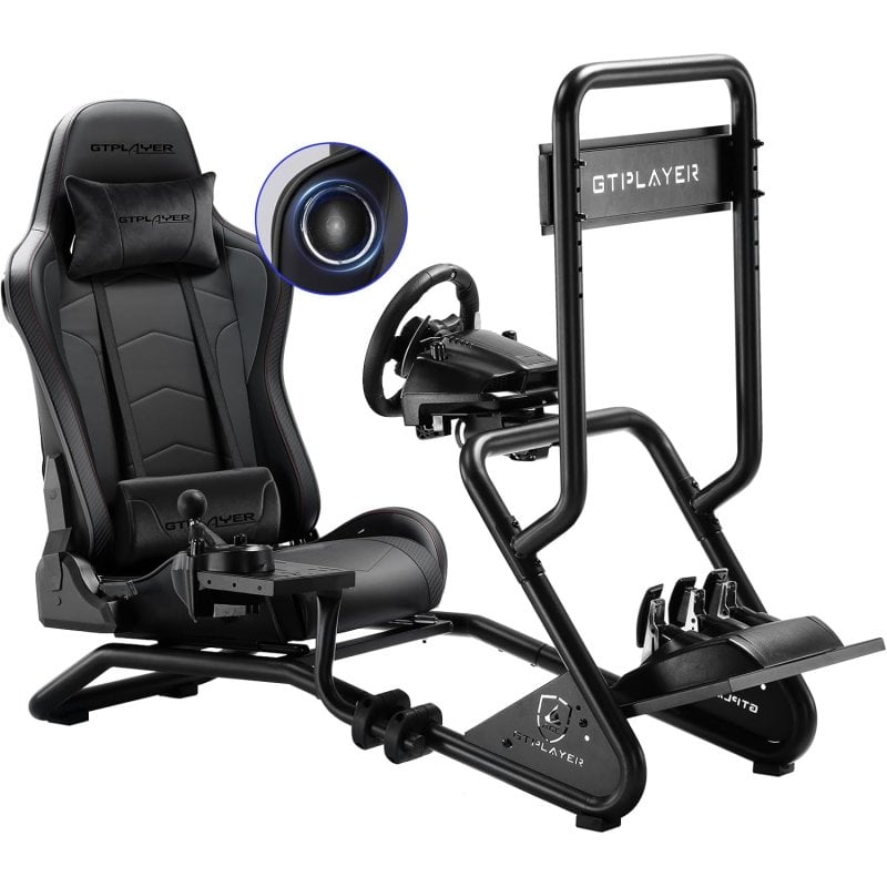 Cockpit per simulatore GTPLAYER con altoparlanti 3D, monitor e pedali regolabili - Nero